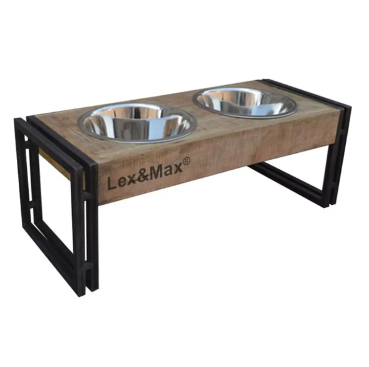 L'élégant Porte gamelles Sam chic en bois de manguier et métal