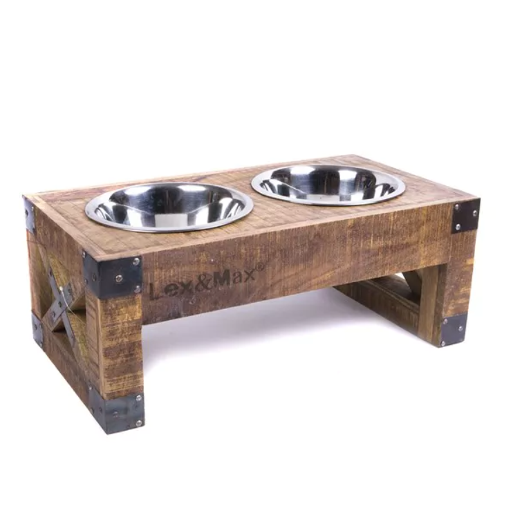 Le porte-gamelles Vita élégant en bois de manguier et métal