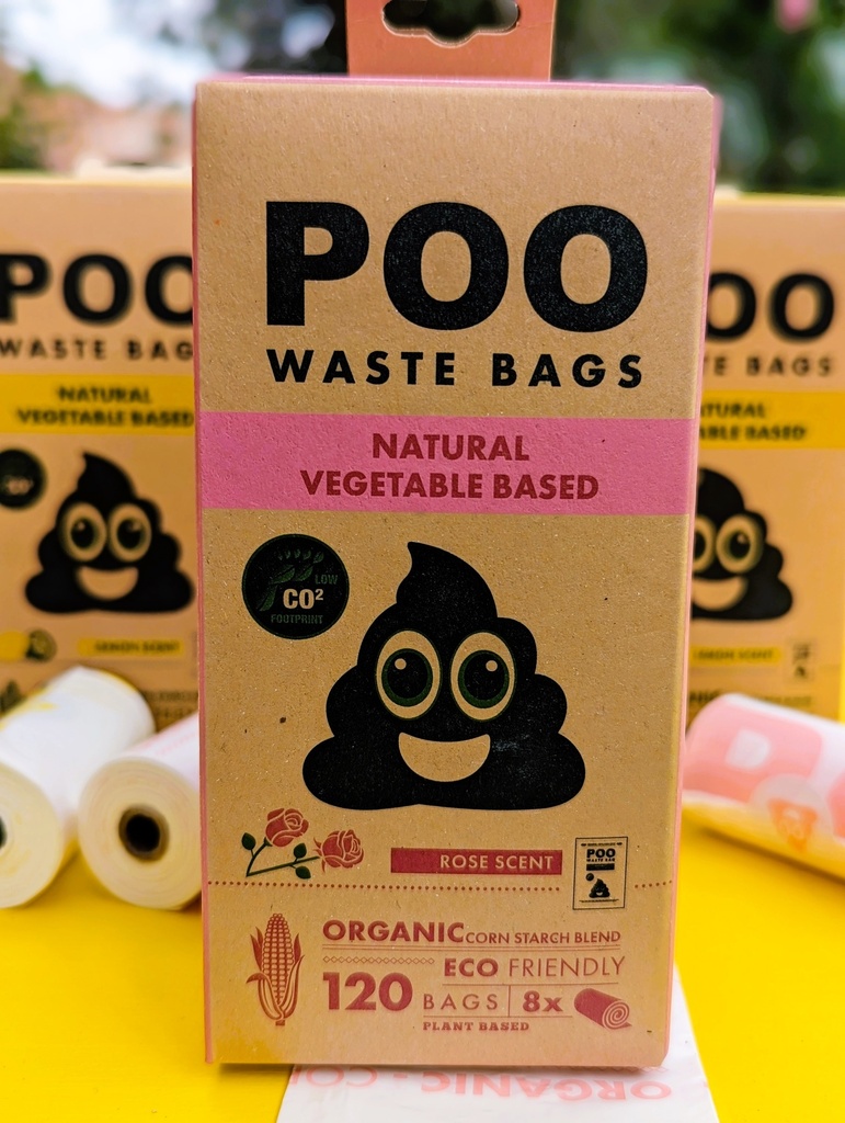 Sacs à déjection biodégradables senteur rose ou citron - 120 pièces