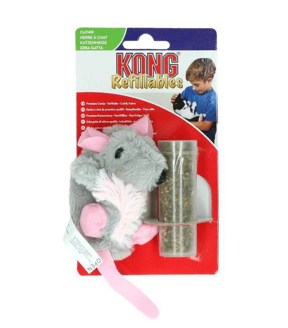 Un petit rat avec un compartiment d'herbe à chat rechargeable