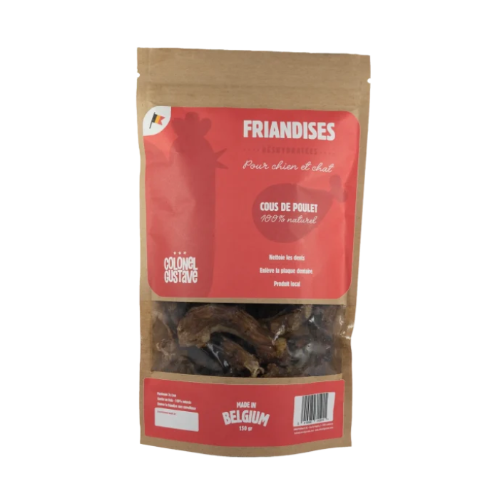 Cous de poulets séchés 100% d'origine Belge