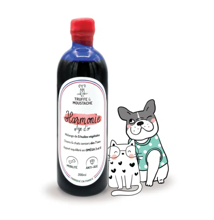 Pour chien et chat sénior,  - Complément alimentaire 5 huiles végétales